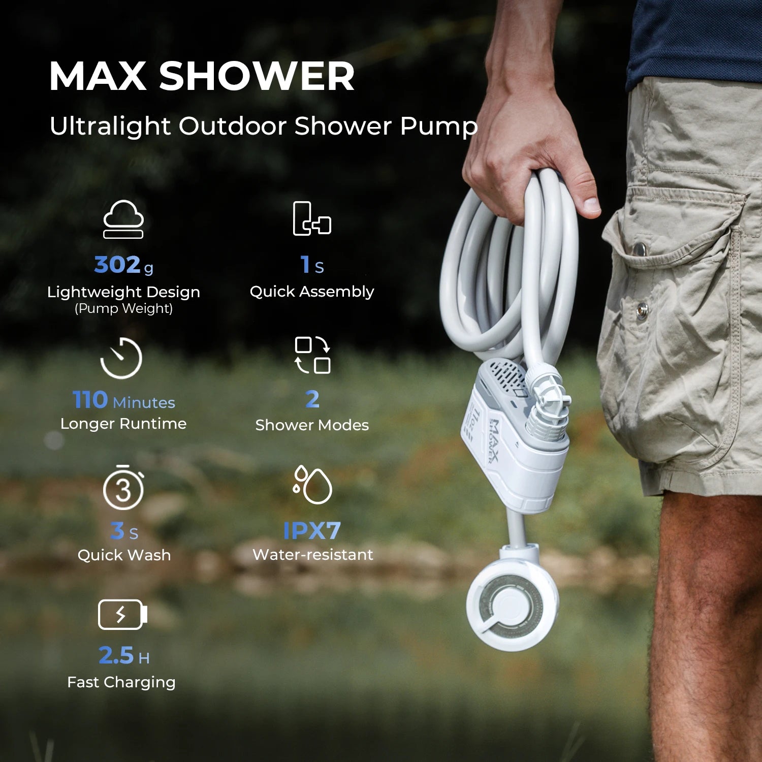 FLEXTAILGEAR Outdoor Camping Shower, Dishwashing, Pet