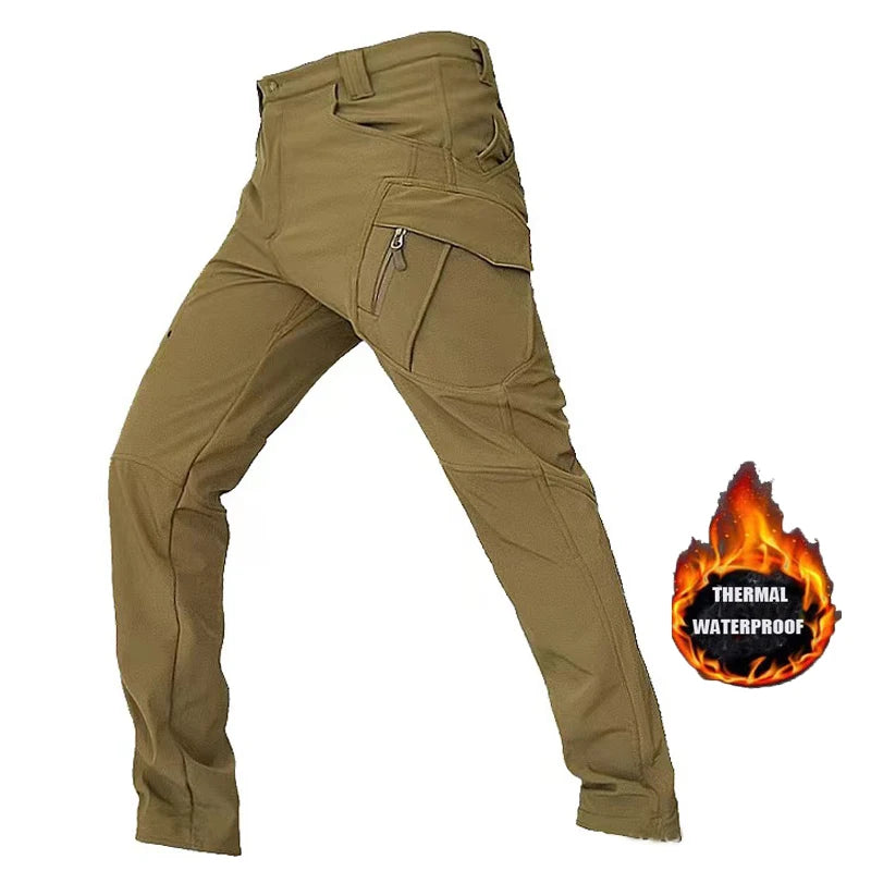 Men’s Cargo Tactical Waterproof Durable Winter Thermal Work Pants - SharkSkin Waterproof Thermal Hiking Work Pants