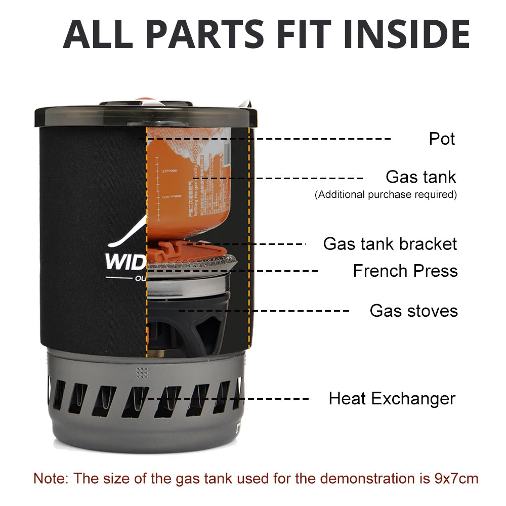 Camping Cooking System with Heat Exchanger Outdoor Gas Stove Burner