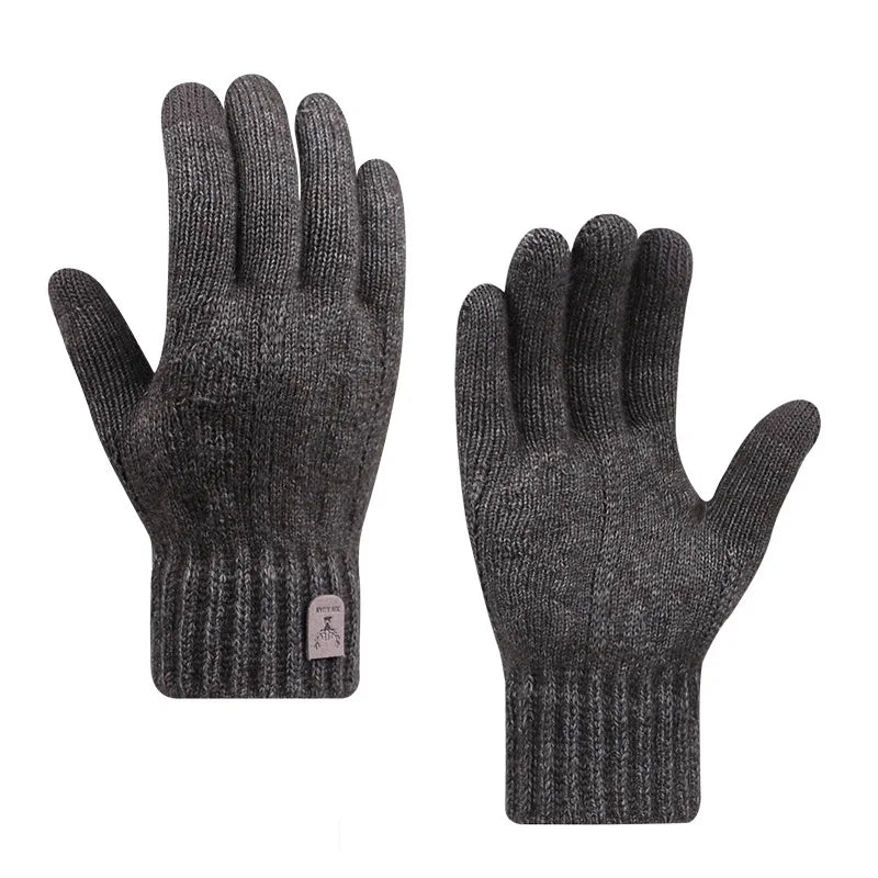 men's warm winter touch screen wool knitted gloves