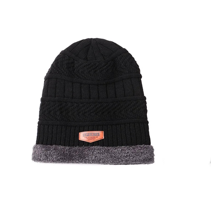 2022 Winter Men Women Thick Beanie Knitted Hat Set