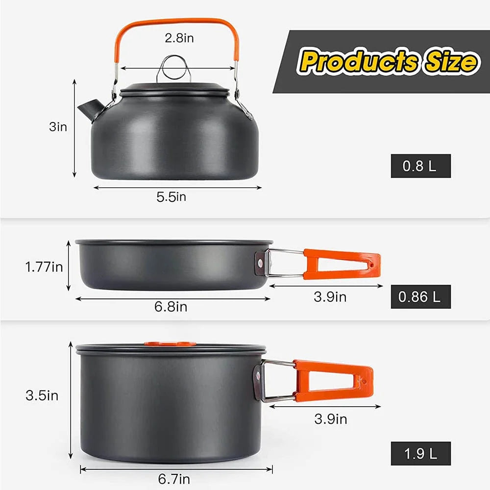 Camping Cooking Travel Outdoor Picnic Set For 2-3 Peaple