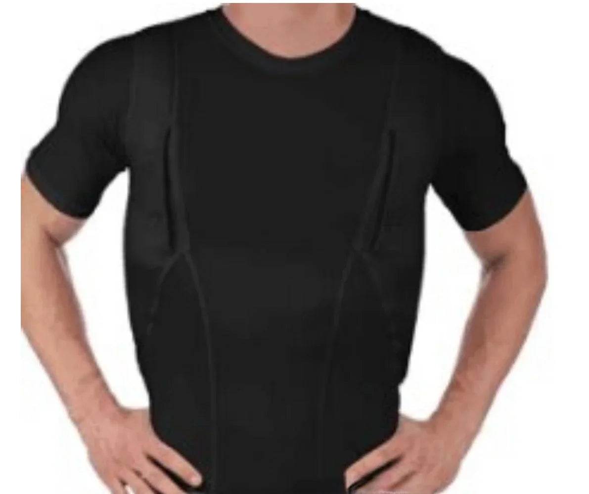 Men's Concealed Carry Holster Shirt With Side Gun Pockets Base Layer