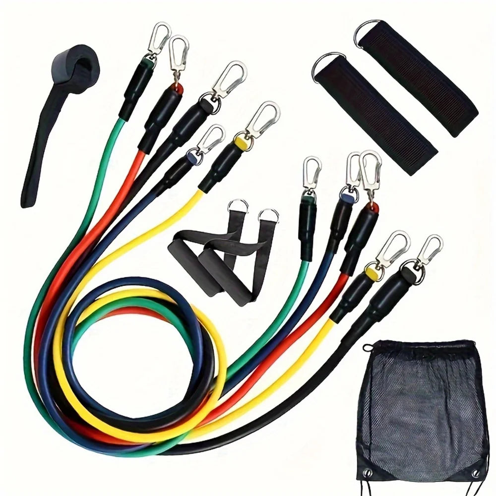 11pcs/Set, Portable Fitness Equipment, Elastic Exercise Band