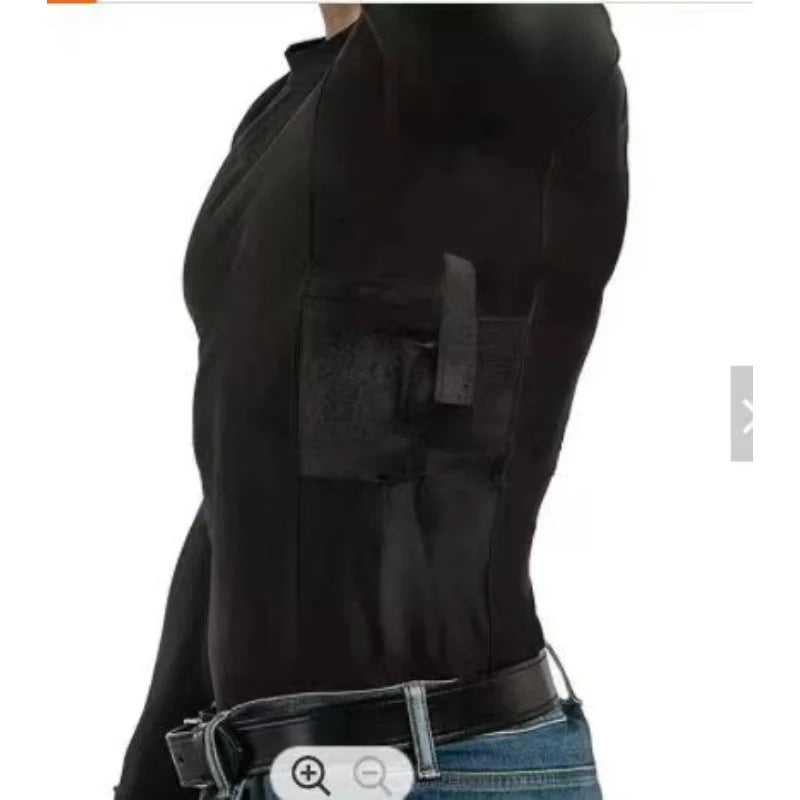 Men's Concealed Carry Holster Shirt With Side Gun Pockets Base Layer
