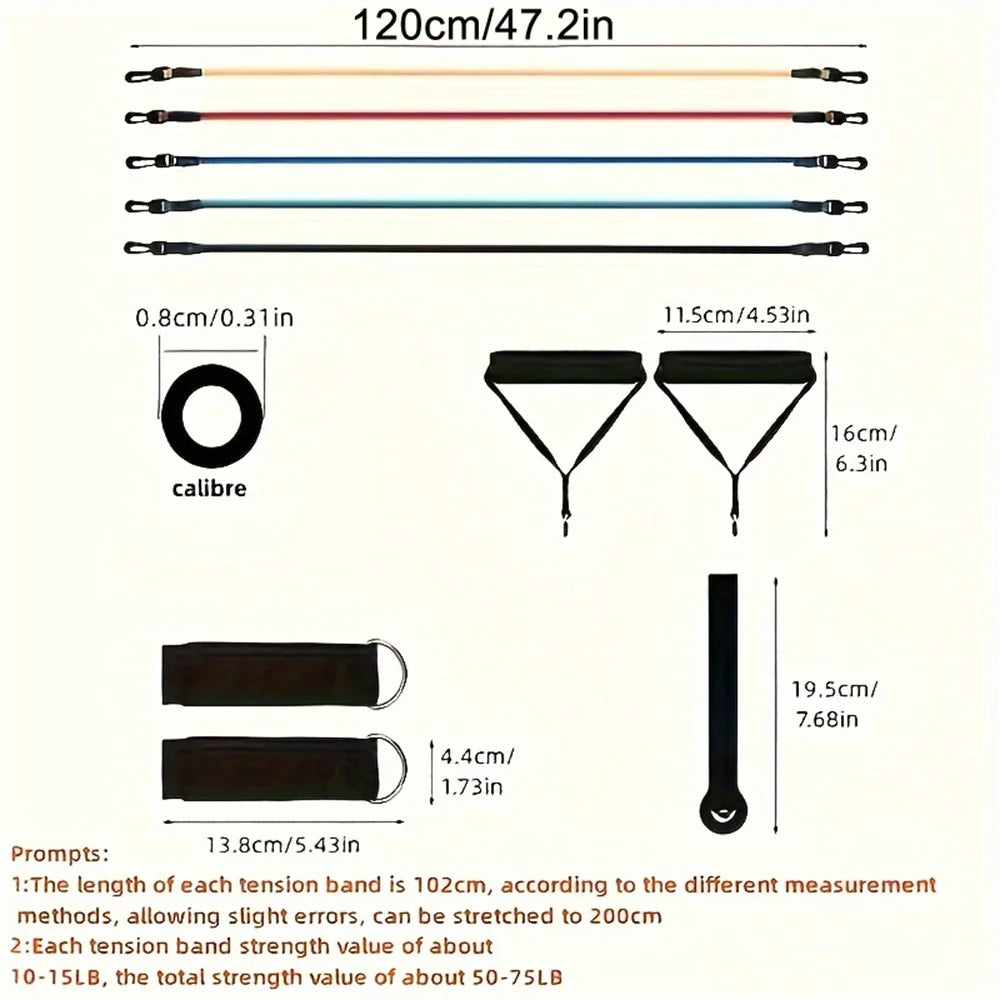 11pcs/Set, Portable Fitness Equipment, Elastic Exercise Band