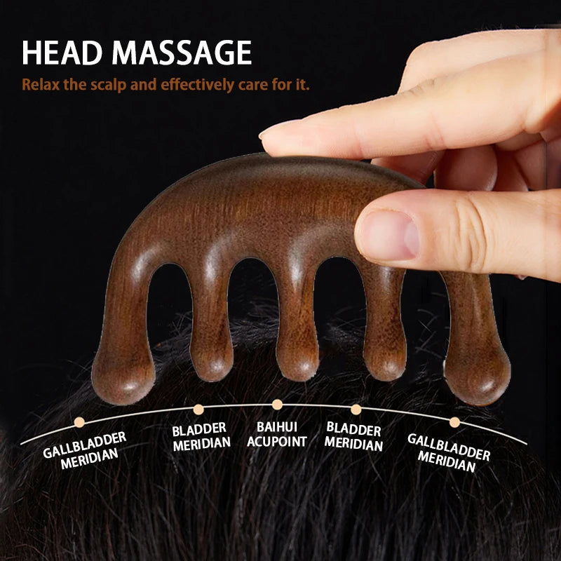 Massage Comb Head Sandalwood Massager