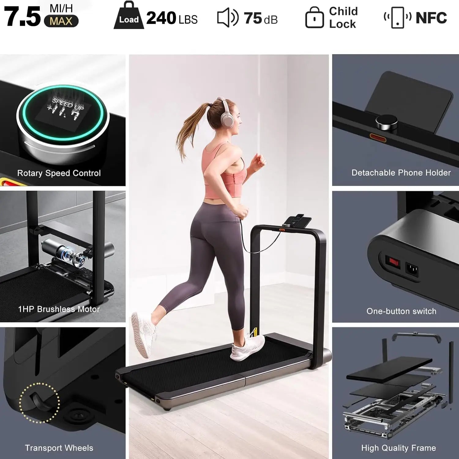 Treadmill Smart Double Folding Walking Pad