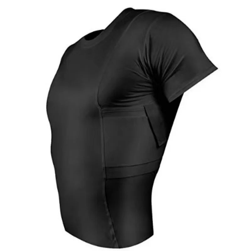 Men's Concealed Carry Holster Shirt With Side Gun Pockets Base Layer