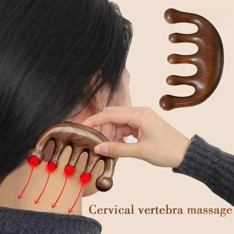 Massage Comb Head Sandalwood Massager