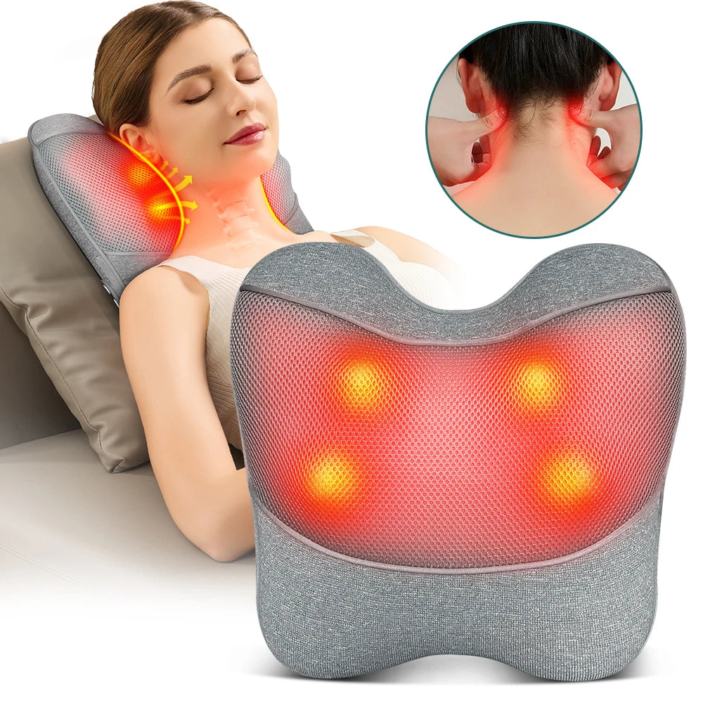 Shiatsu Back and Neck Massage Pillow with Heat Deep Tissue Massager