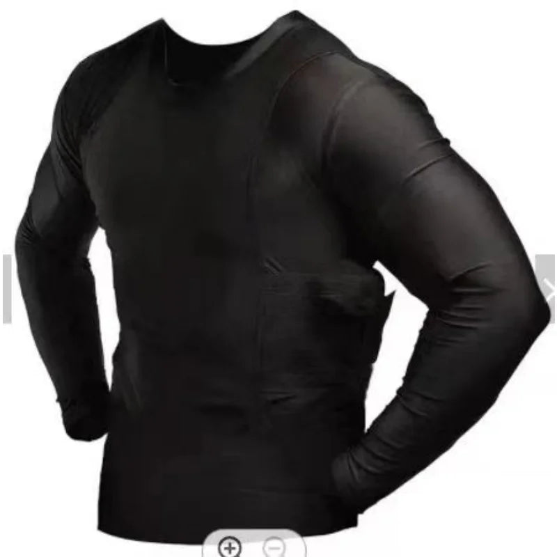 Men's Concealed Carry Holster Shirt With Side Gun Pockets Base Layer