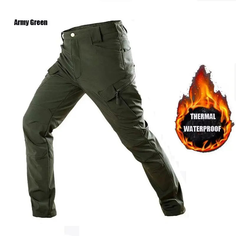 Men’s Cargo Tactical Waterproof Durable Winter Thermal Work Pants - SharkSkin Waterproof Thermal Hiking Work Pants