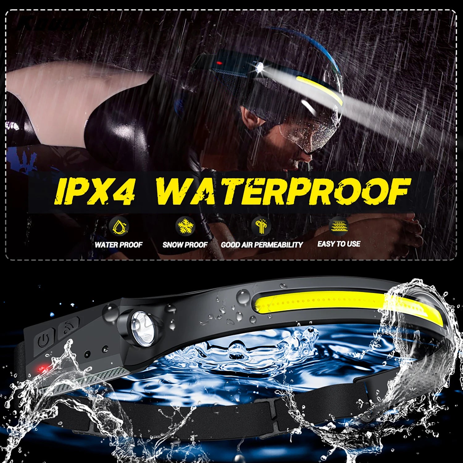 Sensor Headlamp LED rechargeable Flashlight