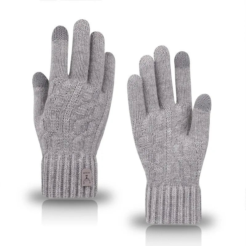 men's warm winter touch screen wool knitted gloves