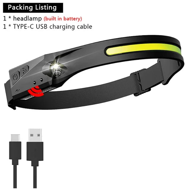 Sensor Headlamp LED rechargeable Flashlight