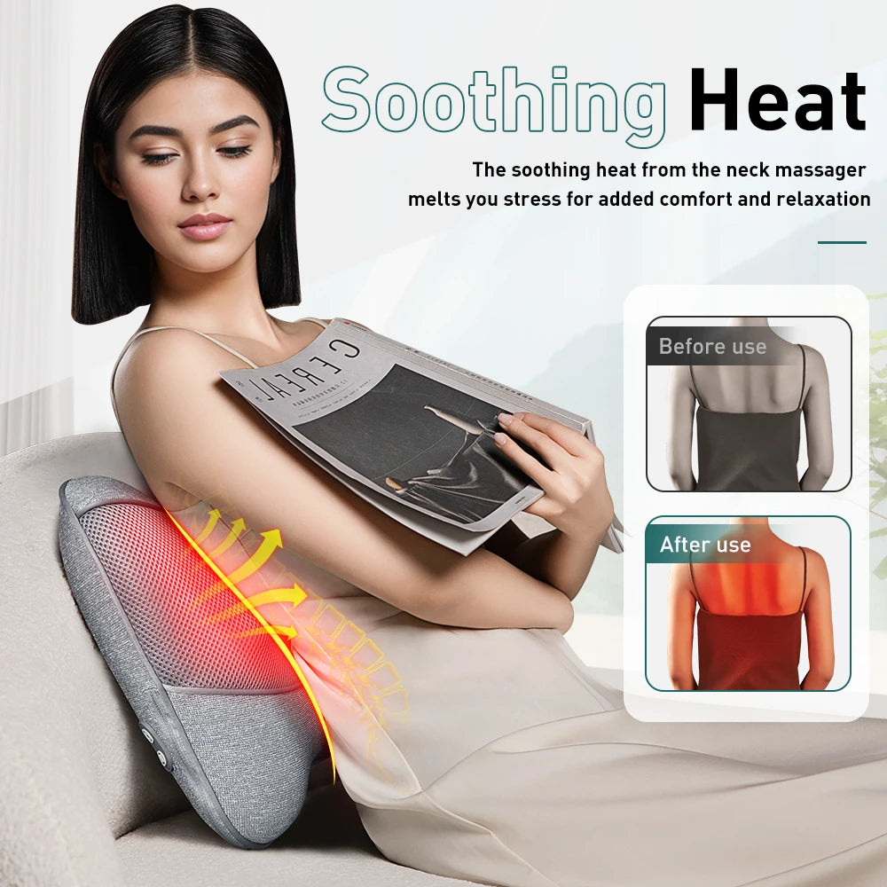 Shiatsu Back and Neck Massage Pillow with Heat Deep Tissue Massager