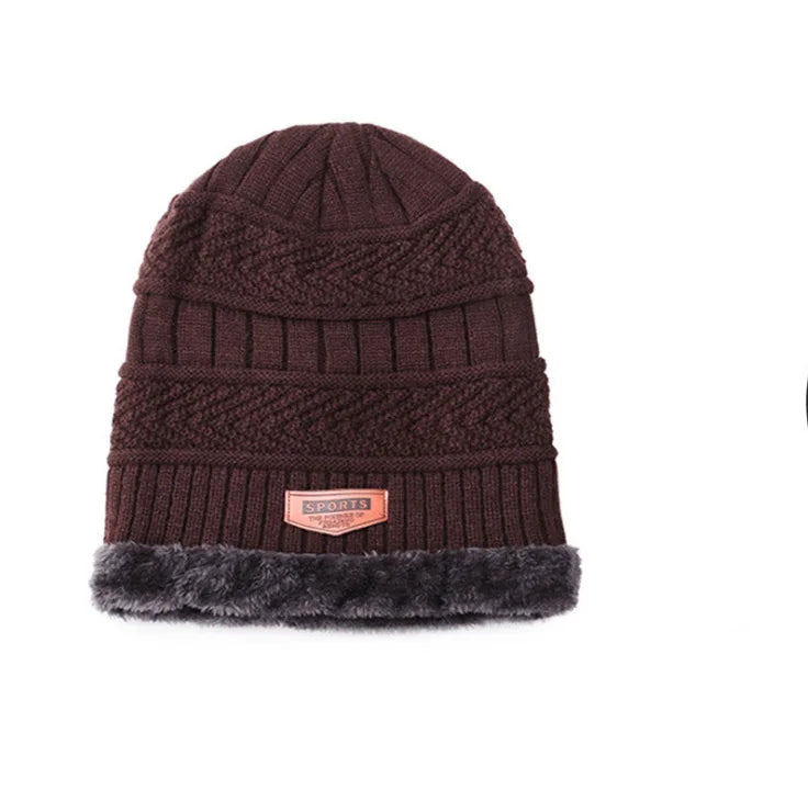2022 Winter Men Women Thick Beanie Knitted Hat Set