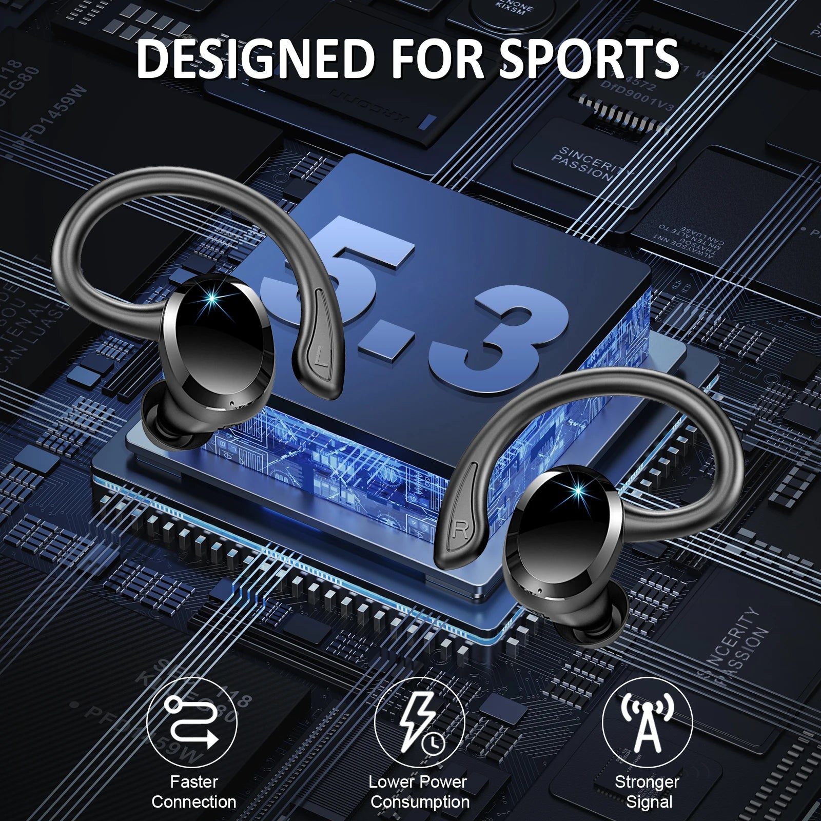 Wireless Earbuds, Bluetooth 5.3 On-Ear Headset