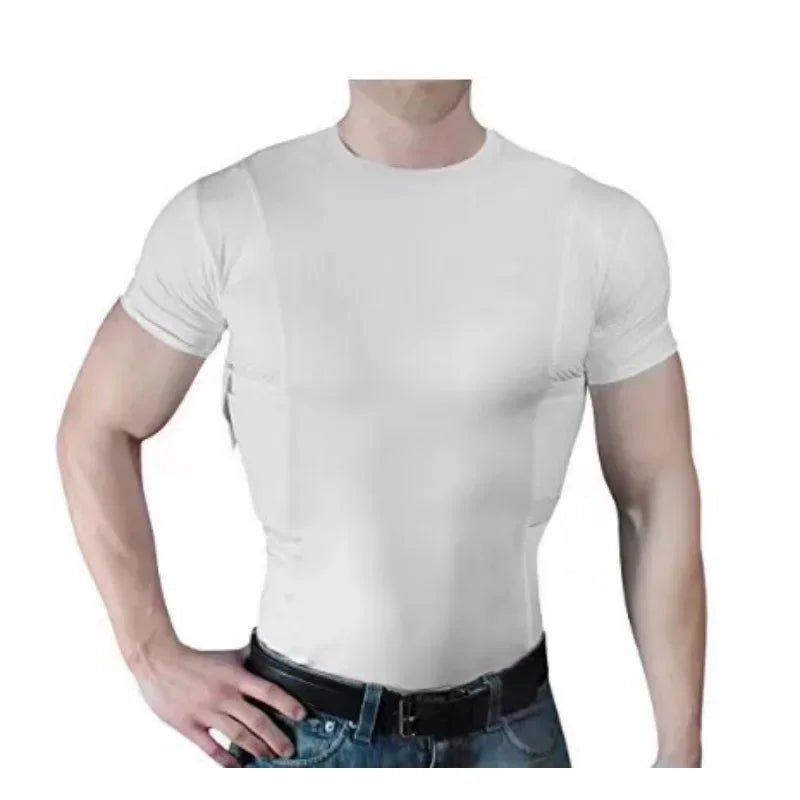 Men's Concealed Carry Holster Shirt With Side Gun Pockets Base Layer