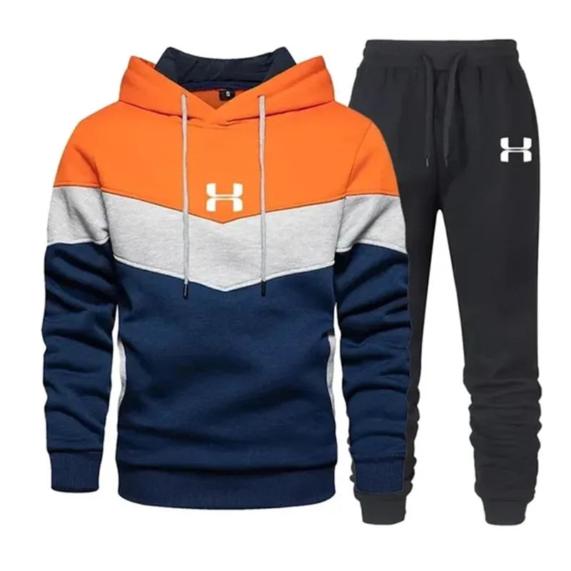 Autumn and winter men's printed three tone sportswear
