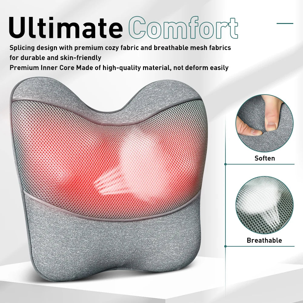 Shiatsu Back and Neck Massage Pillow with Heat Deep Tissue Massager