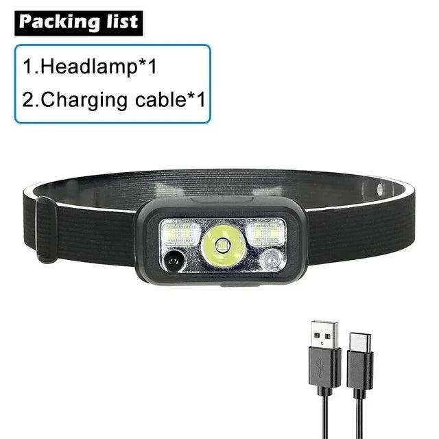 Sensor Headlamp LED rechargeable Flashlight