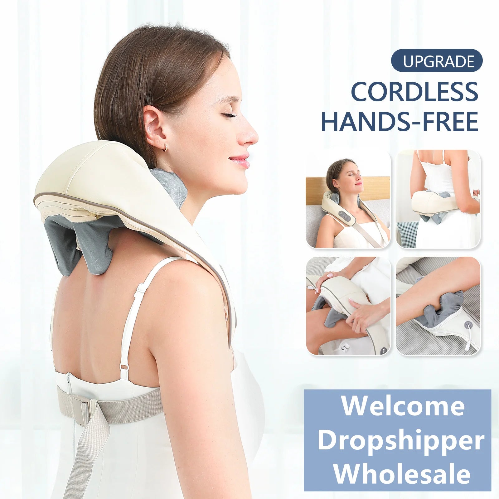 Wireless Neck And Shoulder Kneading Massage Pillow