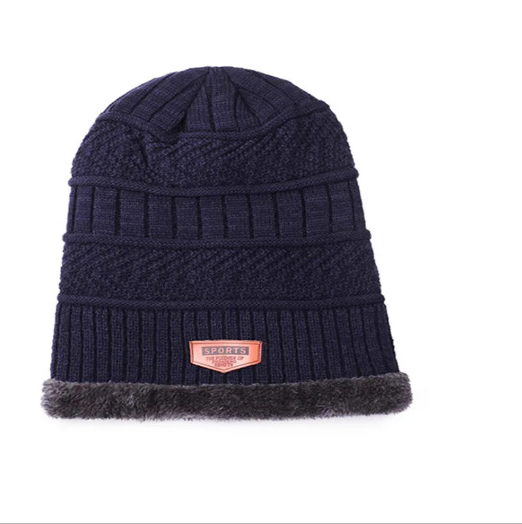 2022 Winter Men Women Thick Beanie Knitted Hat Set