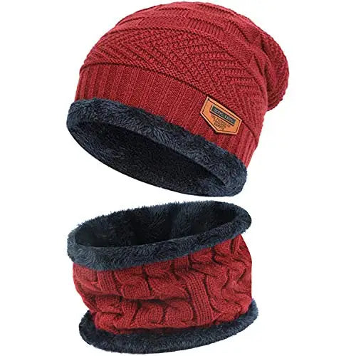 2022 Winter Men Women Thick Beanie Knitted Hat Set