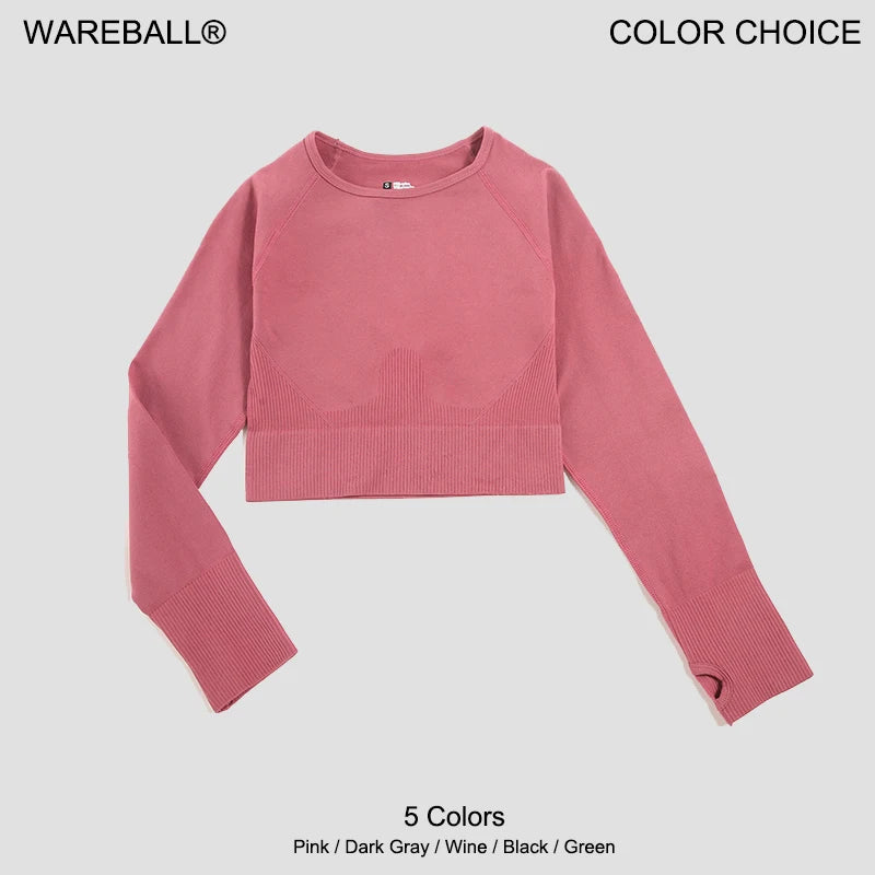 Seamless Crop Top Fitness Shirts Long Sleeve Sports Top