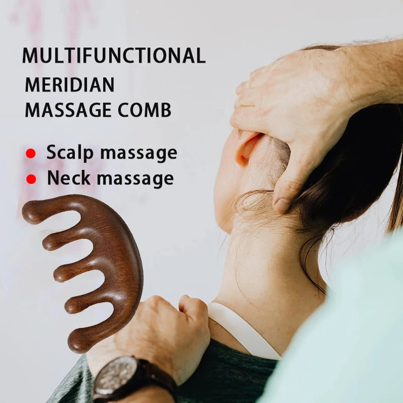 Massage Comb Head Sandalwood Massager