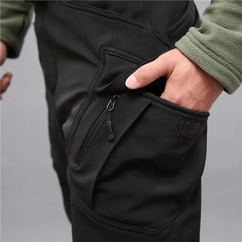 Men’s Cargo Tactical Waterproof Durable Winter Thermal Work Pants - SharkSkin Waterproof Thermal Hiking Work Pants