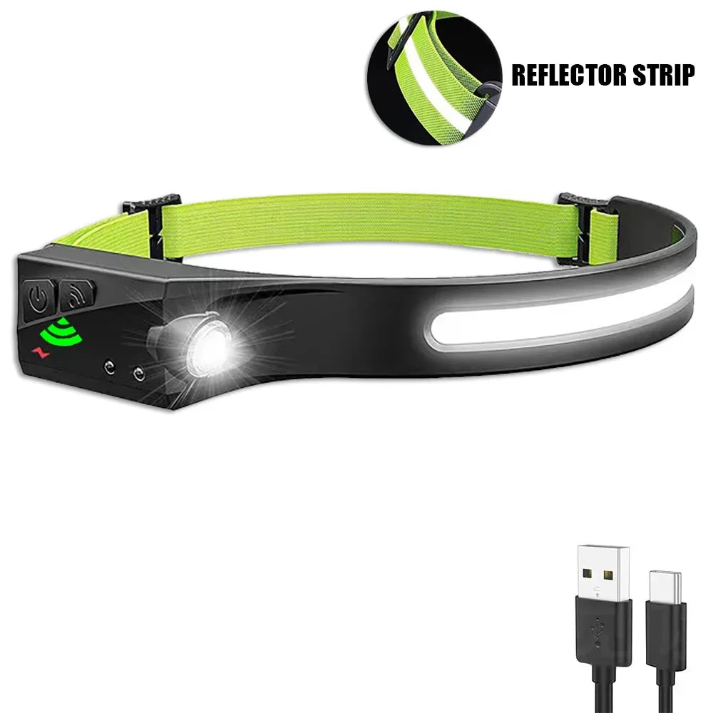 Sensor Headlamp LED rechargeable Flashlight