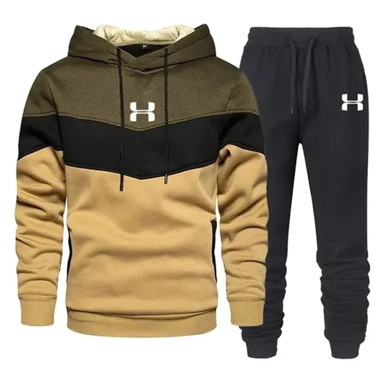 Autumn and winter men's printed three tone sportswear