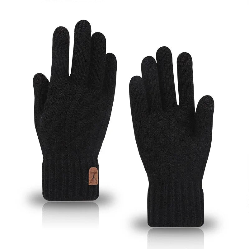 men's warm winter touch screen wool knitted gloves