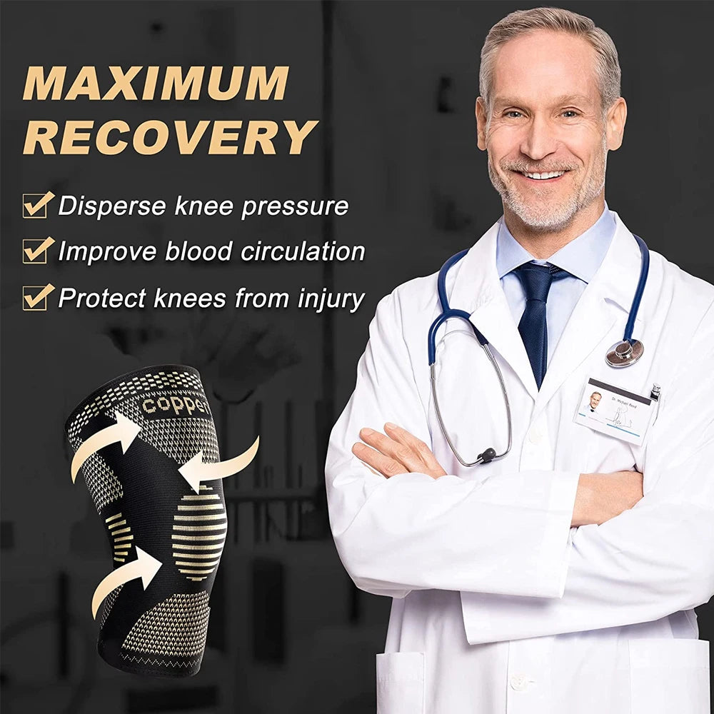 Copper Knee Brace for Arthritis Pain- Compression sleeve for Sports, Workout
