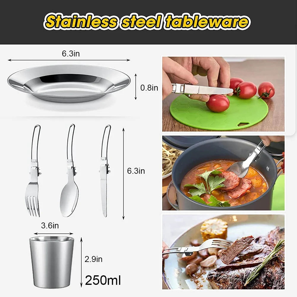 Camping Cooking Travel Outdoor Picnic Set For 2-3 Peaple