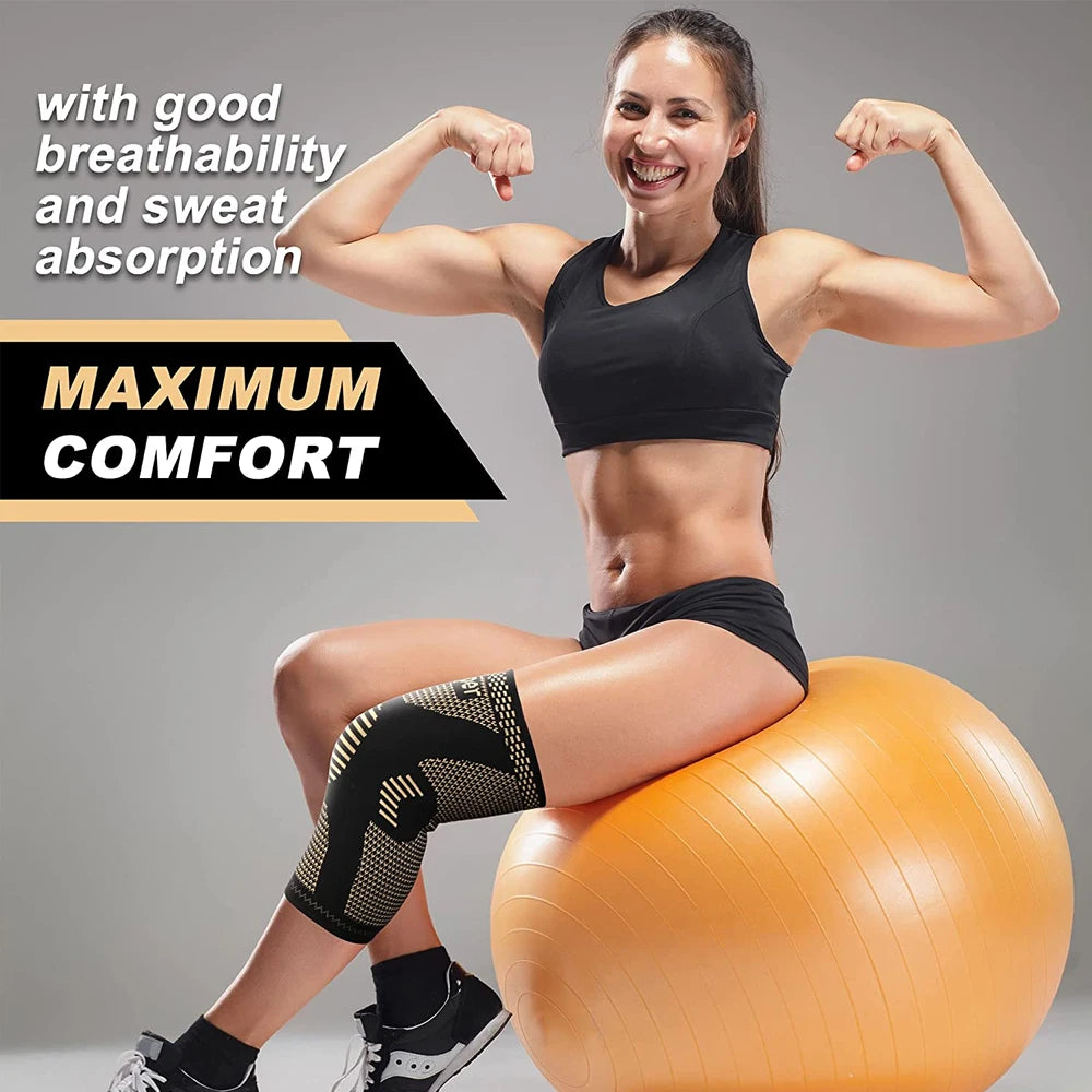 Copper Knee Brace for Arthritis Pain- Compression sleeve for Sports, Workout