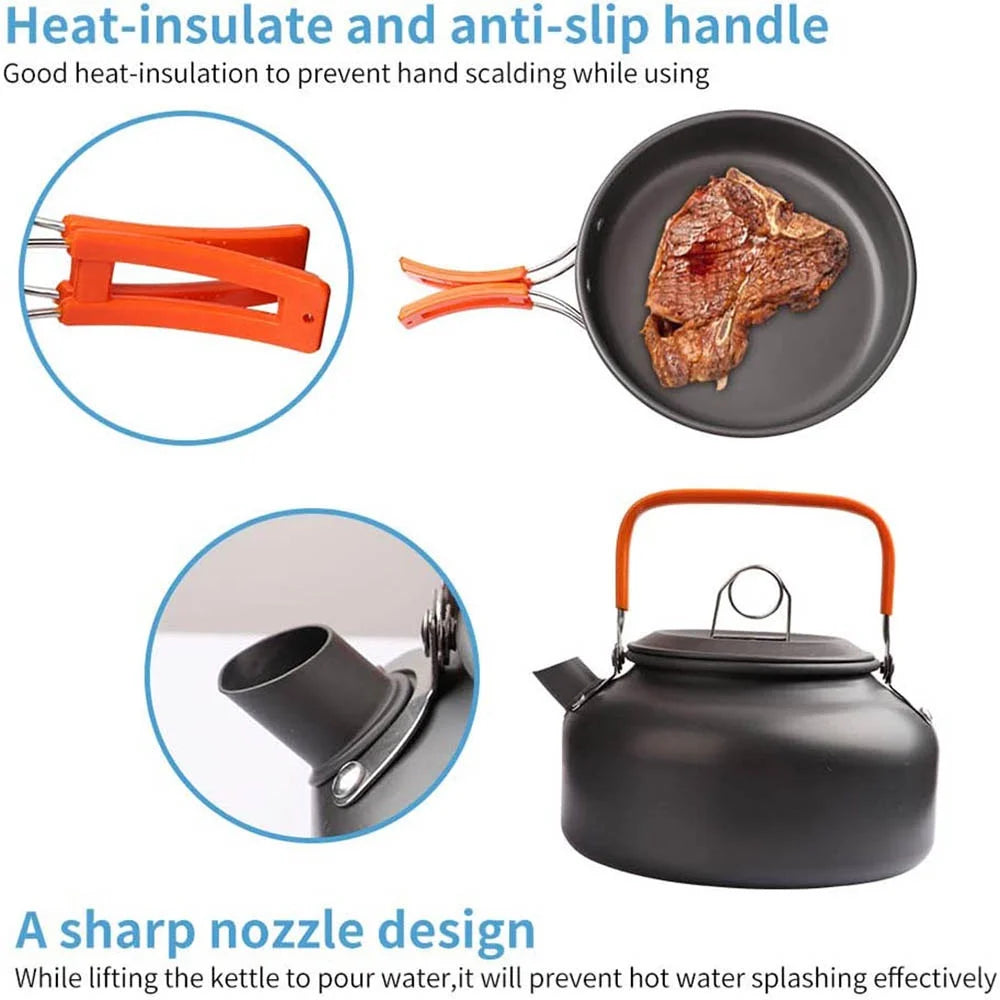 Camping Cooking Travel Outdoor Picnic Set For 2-3 Peaple