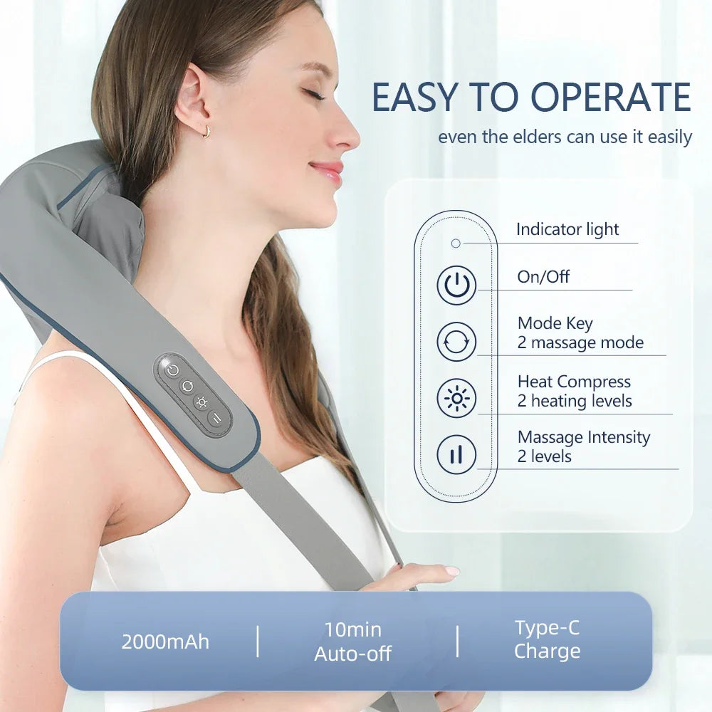 Wireless Neck And Shoulder Kneading Massage Pillow
