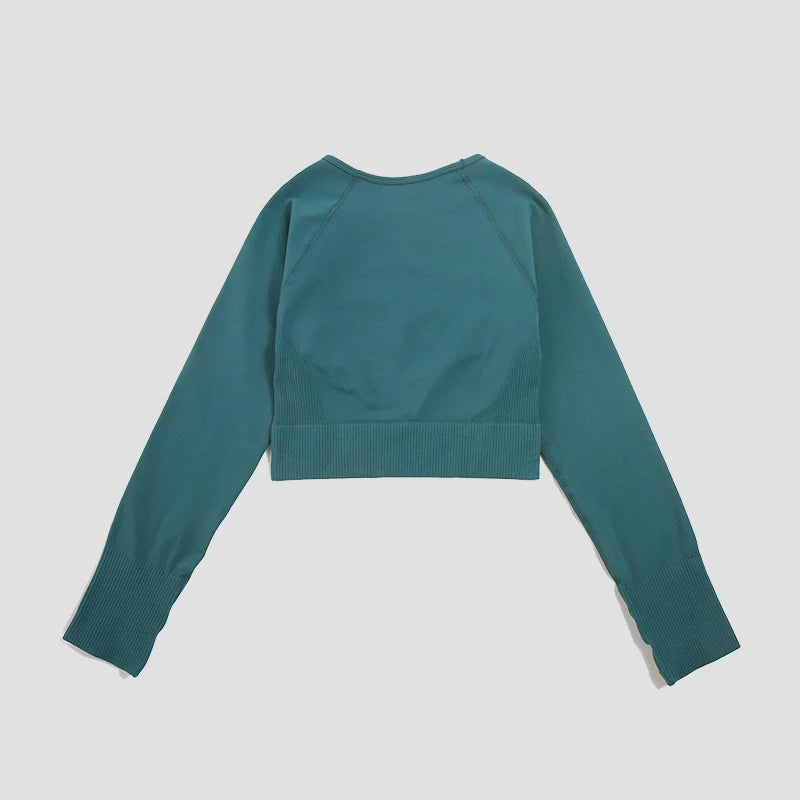 Seamless Crop Top Fitness Shirts Long Sleeve Sports Top