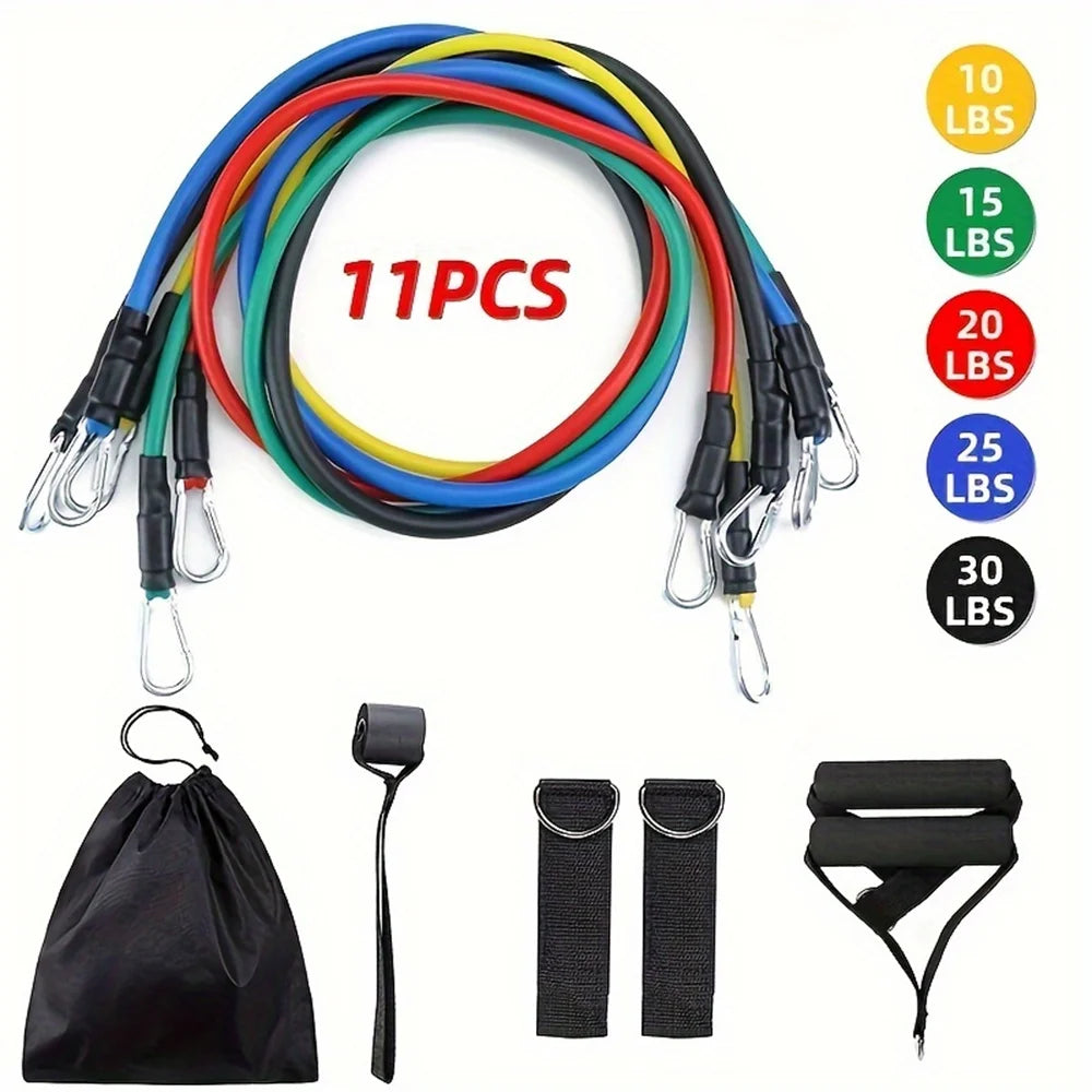 11pcs/Set, Portable Fitness Equipment, Elastic Exercise Band