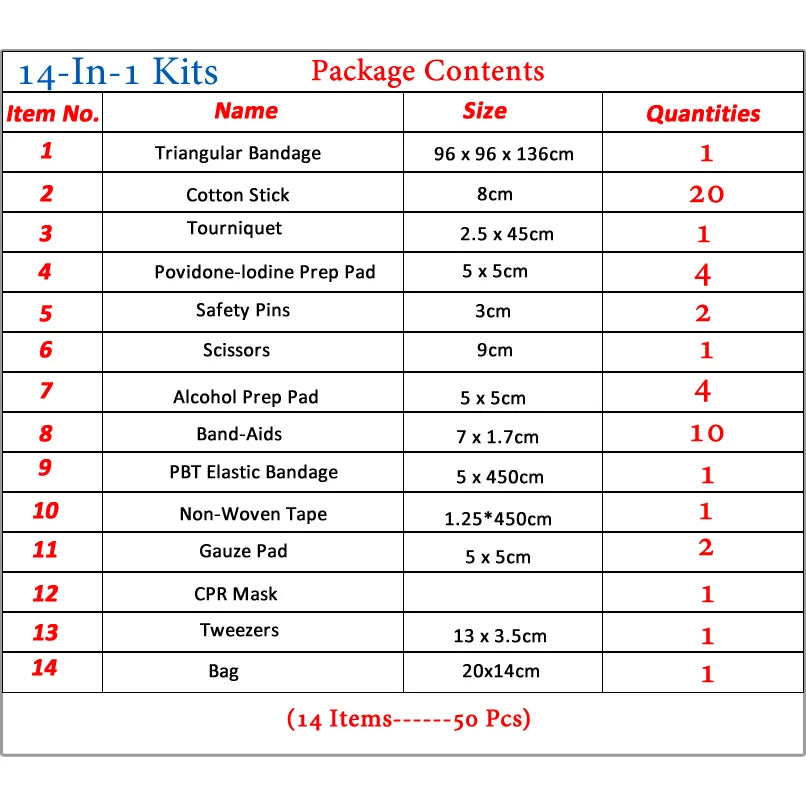 50pcs Set Portable First Aid Kit For Home Family Travel Outdoor