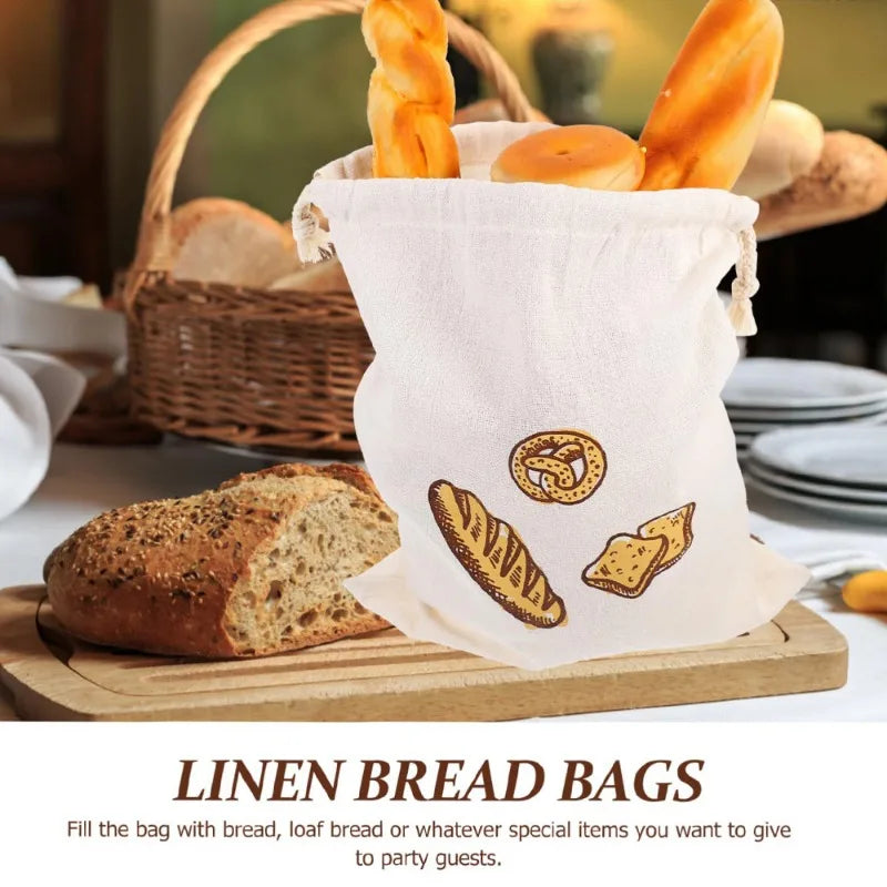 Reusable Baguette Cotton Drawstring Storage Bread Bag