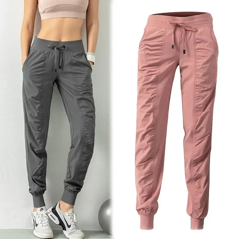 Fabric Drawstring Women Running Sport Joggers