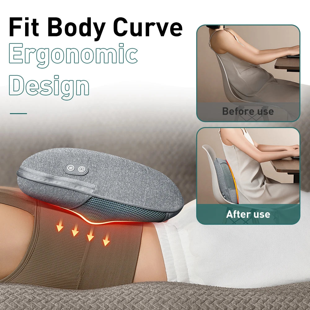 Shiatsu Back and Neck Massage Pillow with Heat Deep Tissue Massager