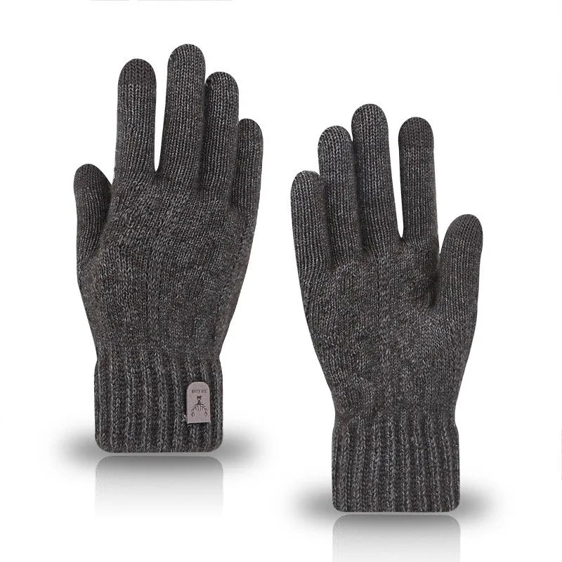 men's warm winter touch screen wool knitted gloves