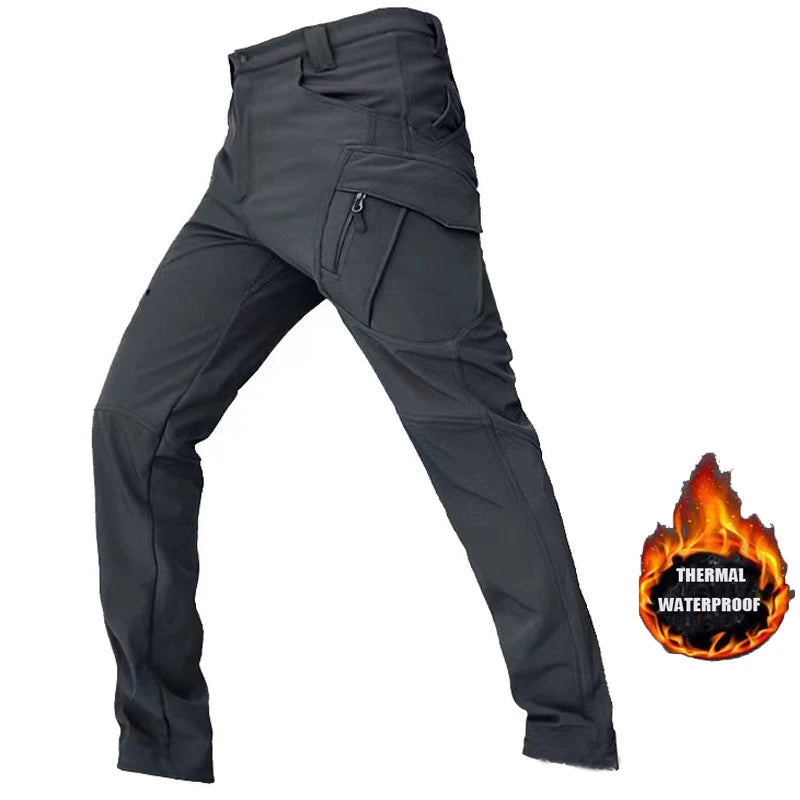 Men’s Cargo Tactical Waterproof Durable Winter Thermal Work Pants - SharkSkin Waterproof Thermal Hiking Work Pants