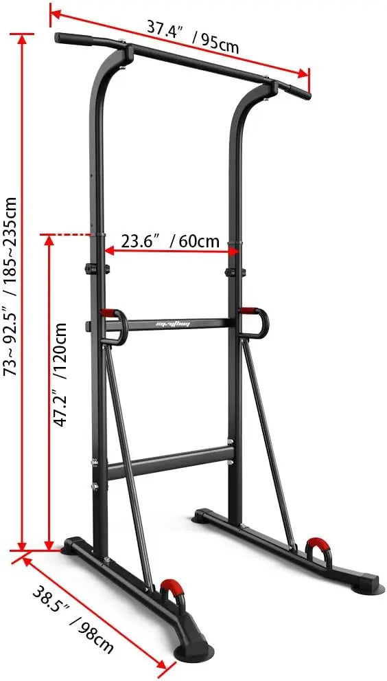 Adjustable Pull Up Bar & Dip Station Power Tower Height